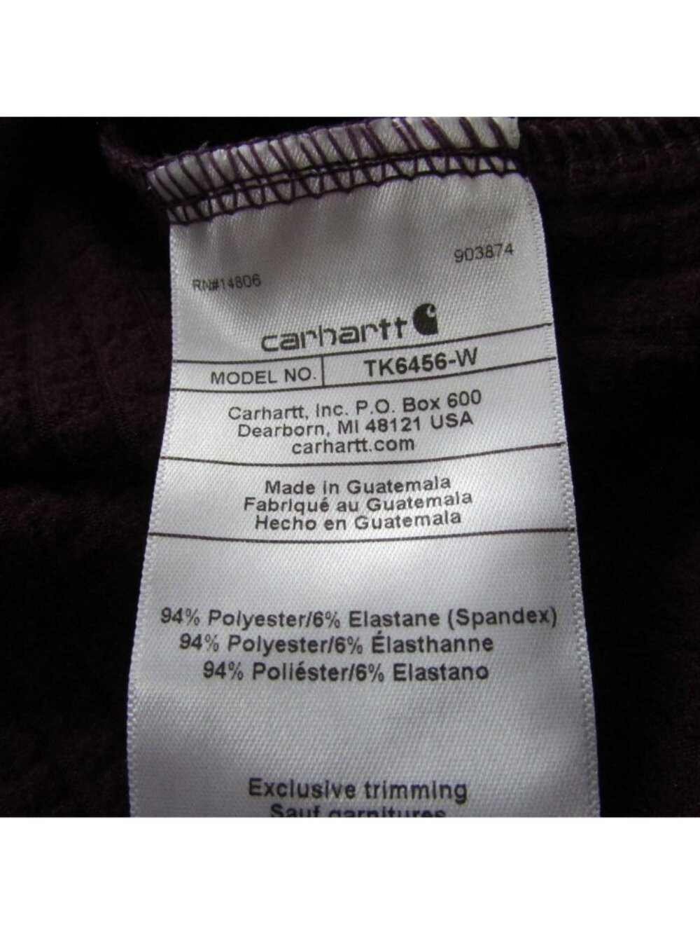 Carhartt Force Women's S Relaxed Fit Half Zip Hooded Pullover T-Shirt Eggplant T - Picture 3 of 3